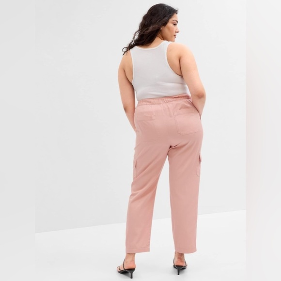 Gap Easy Cargo Crop Pant Pink Slipper Linen/Viscose Blend Size X-Large - Picture 2 of 13